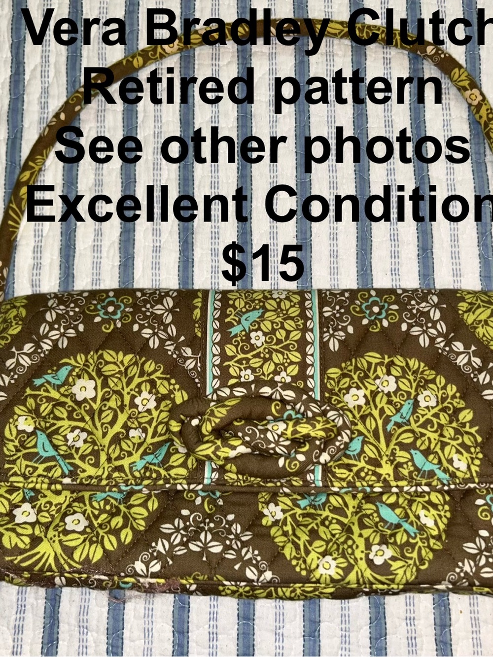 Vera Bradley Brown Floral Clutch with Teal and Lime Accents